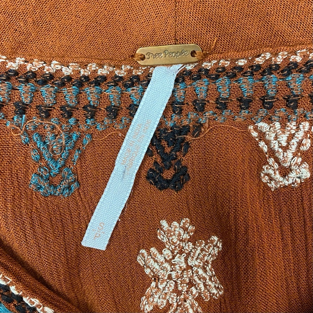 Free People Star Gazer Embroidered Dress Brown Size Small - Picture 6 of 12